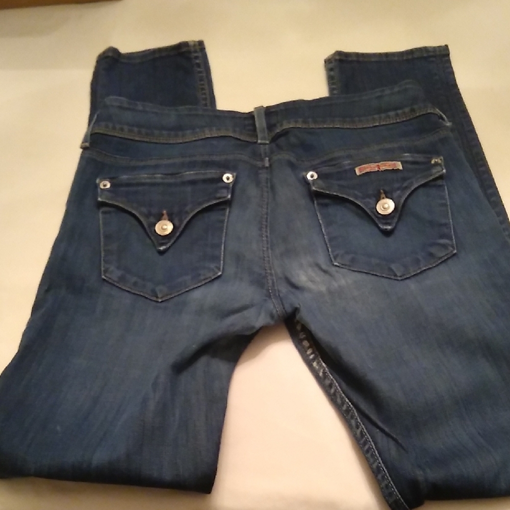Hudson Skinny Jeans Dark Blue Denim with Silver Buttons, #26 - Picture 7 of 11